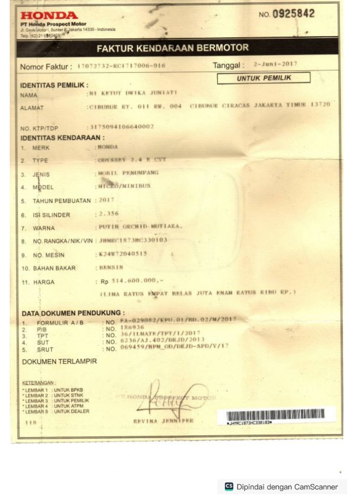 HONDA  ODYSSEY Odyssey 2.4 E CVT