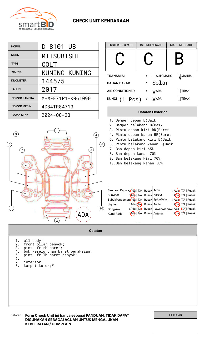 MITSUBISHI COLT DIESEL FE 71