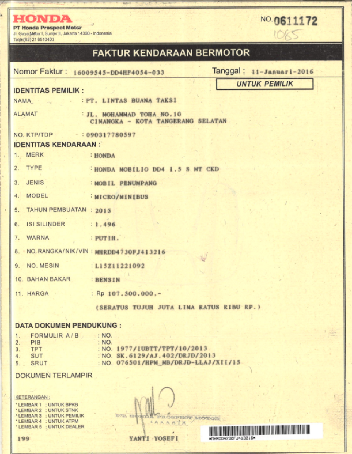 HONDA MOBILIO DD4 1.5 S