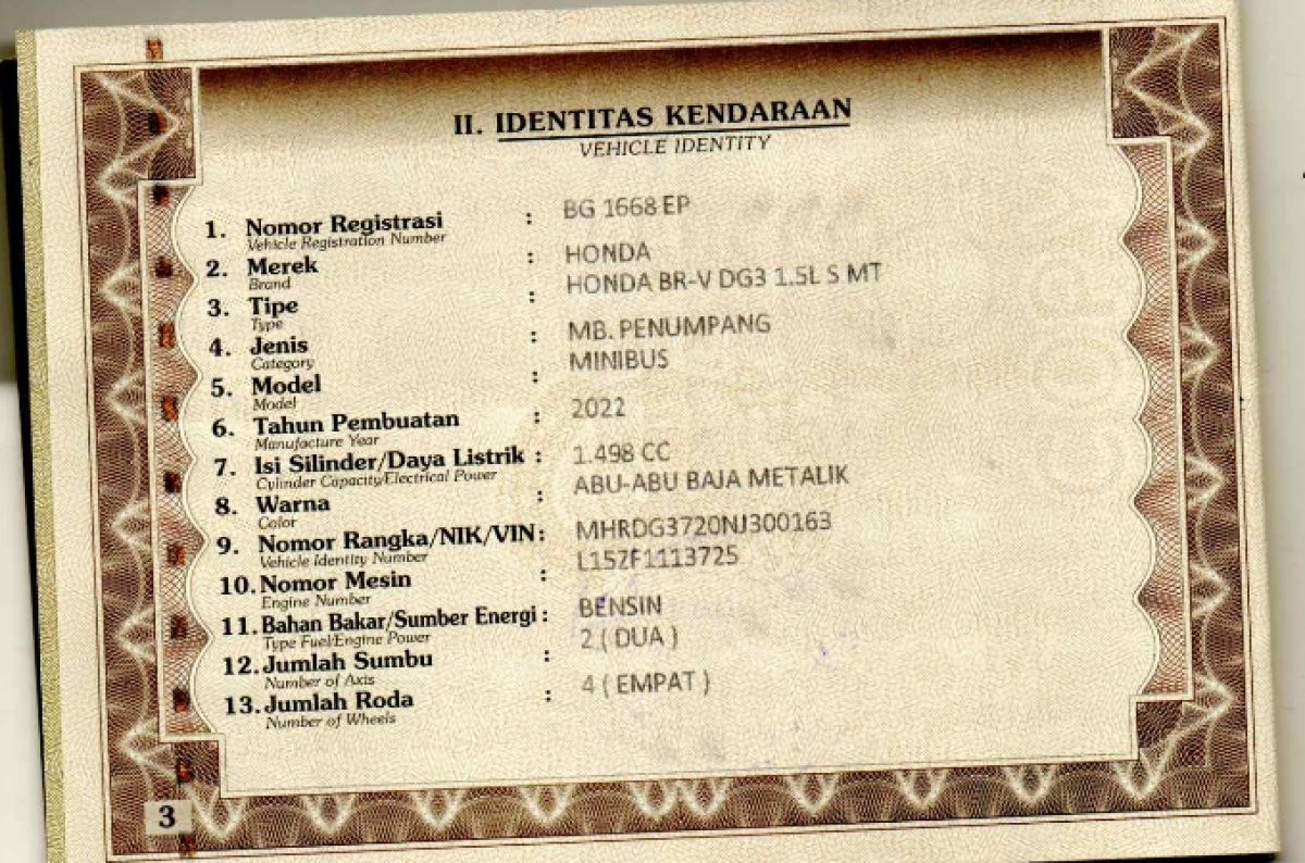 HONDA BR-V DG3 1.5L S