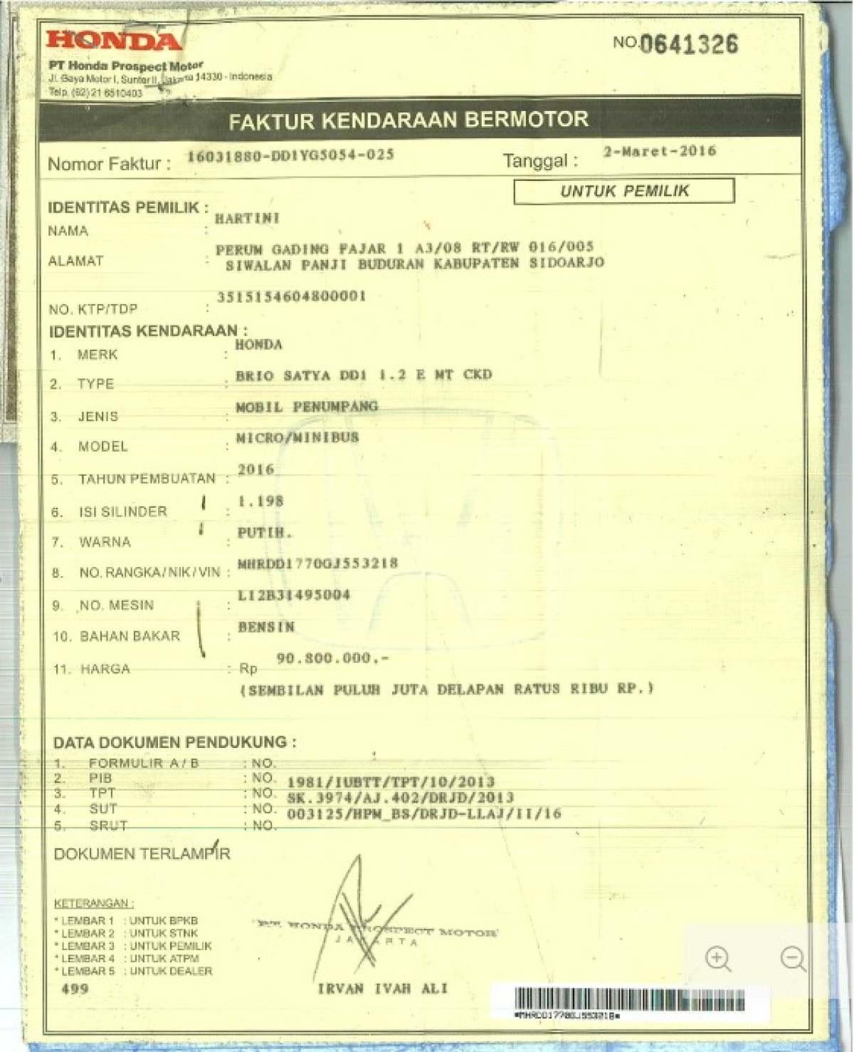 HONDA BRIO SATYA DD1 1.2 E