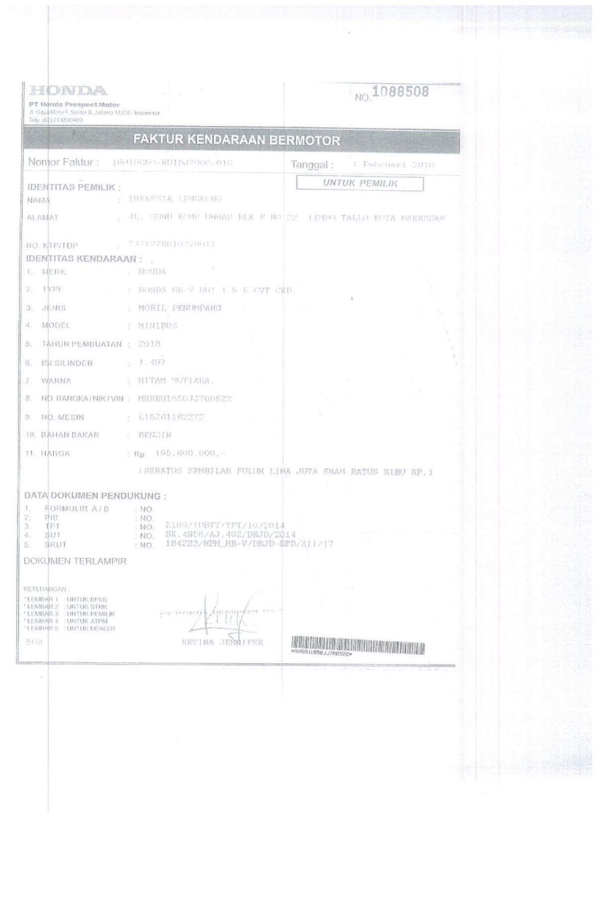 HONDA HRV RU1 1.5 E CVT