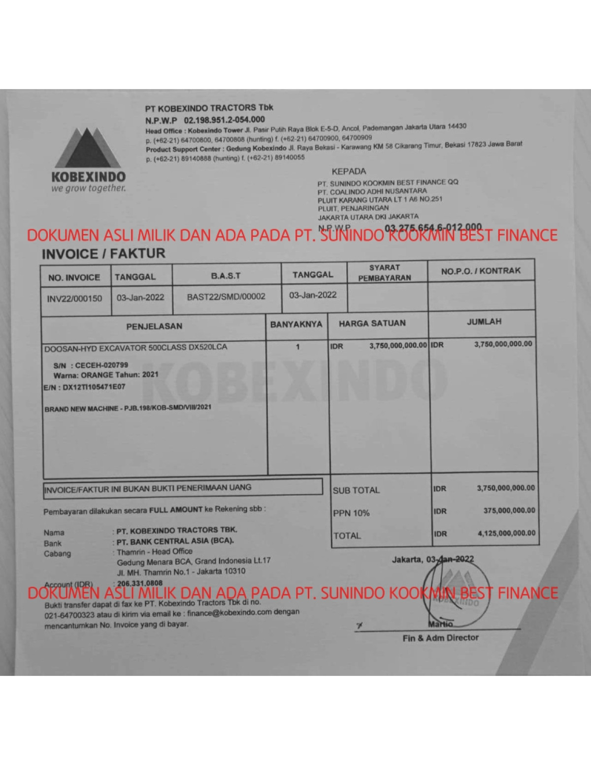 DOOSAN  EXCAVATOR DX520LCA