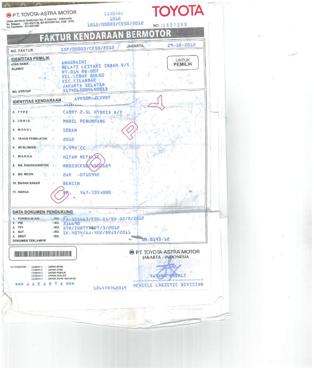 TOYOTA Carmy 2.5 HYBRID A/T