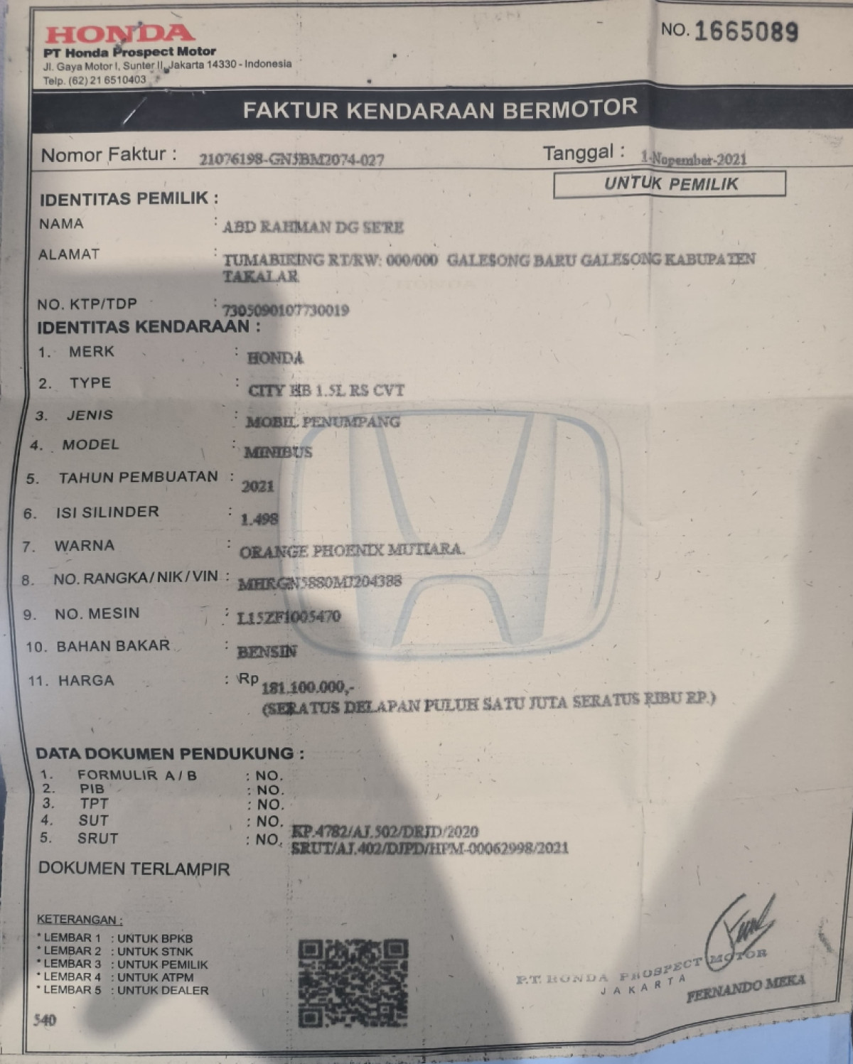 HONDA CITY HB 1.5L RS