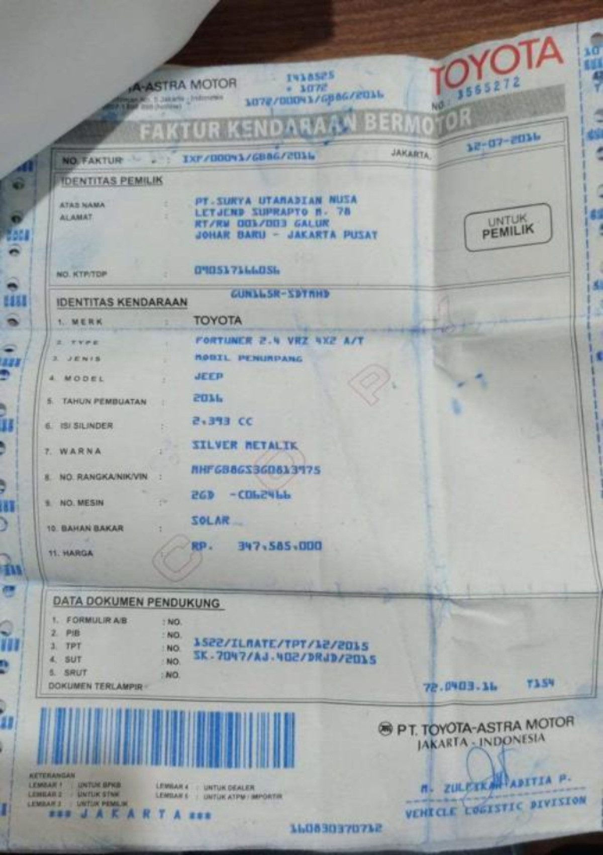 TOYOTA FORTUNER 2.4 VRZ