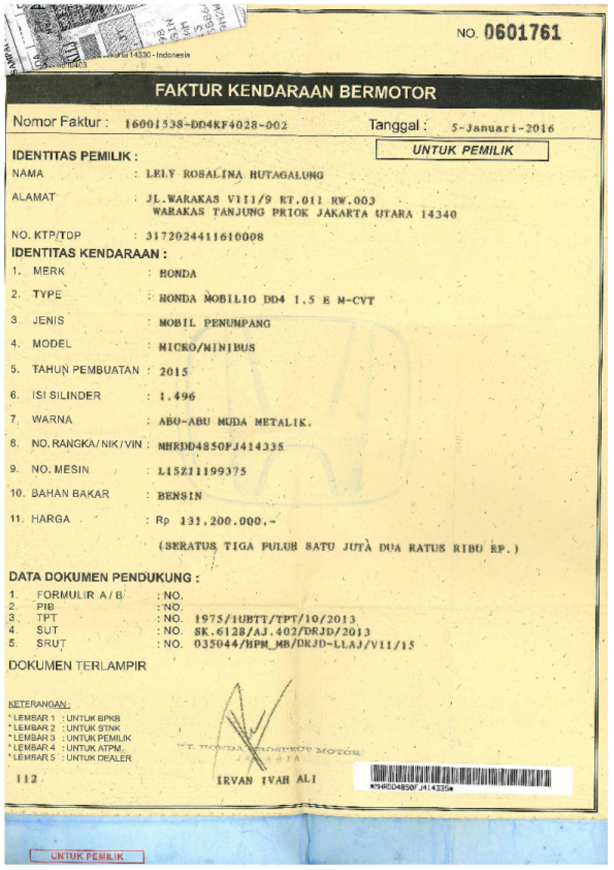 HONDA  MOBILIO  DD4 1.5E