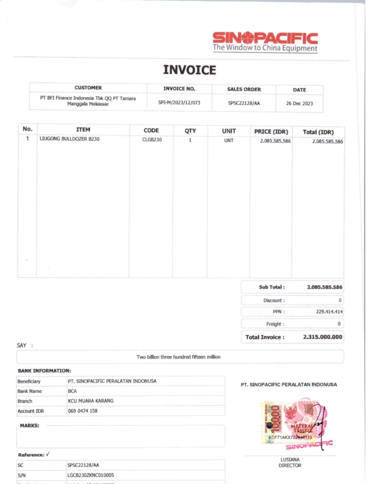 LIUGONG BULLDOZER B230