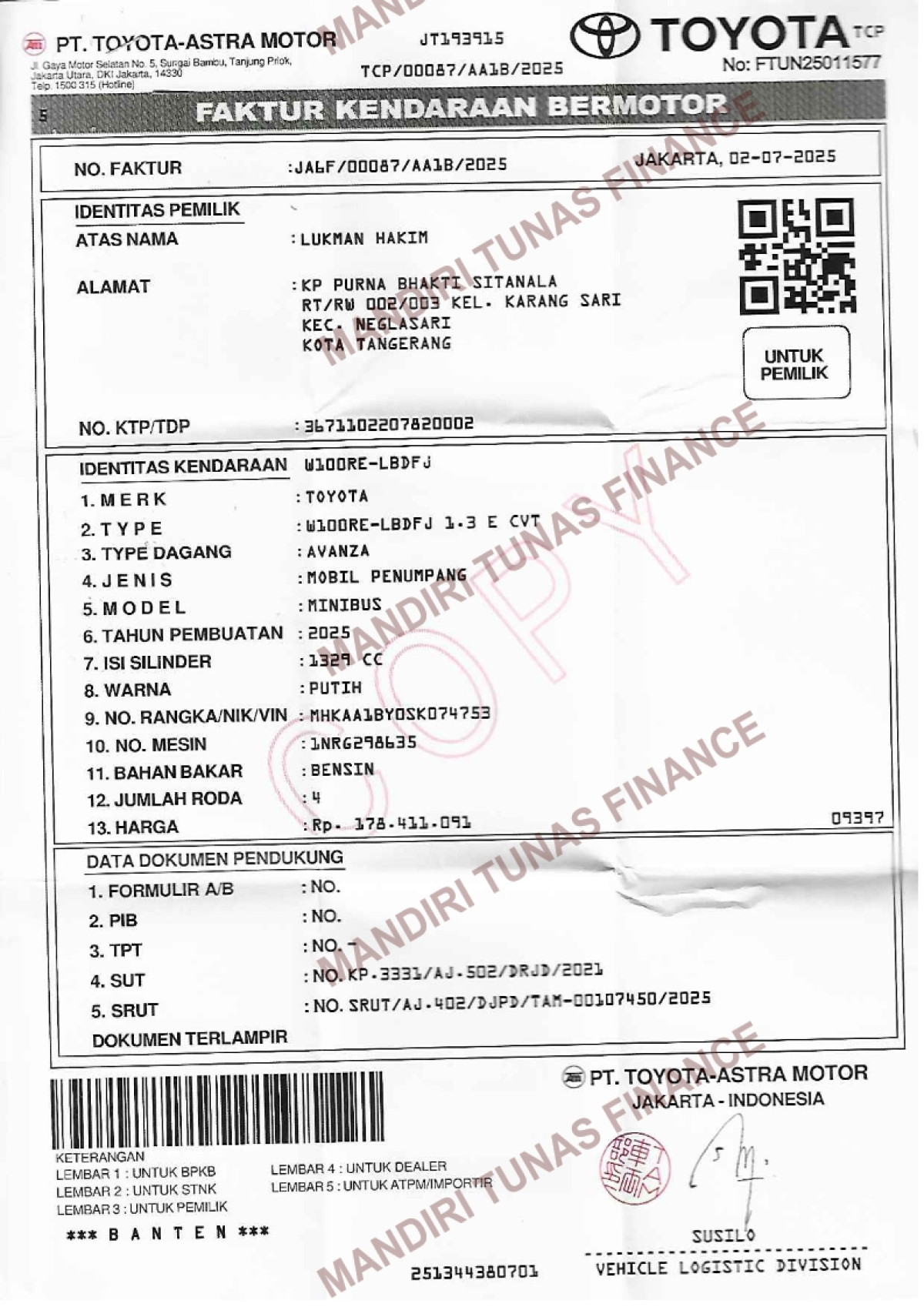 TOYOTA AVANZA  1.3 E