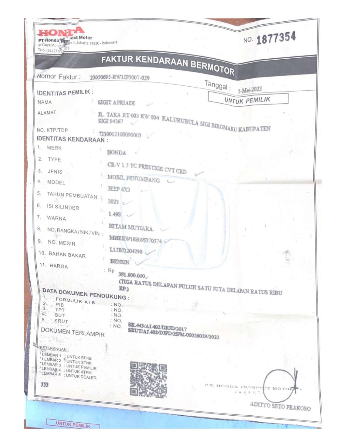 HONDA CR-V 1.5 TC PRESTIGE