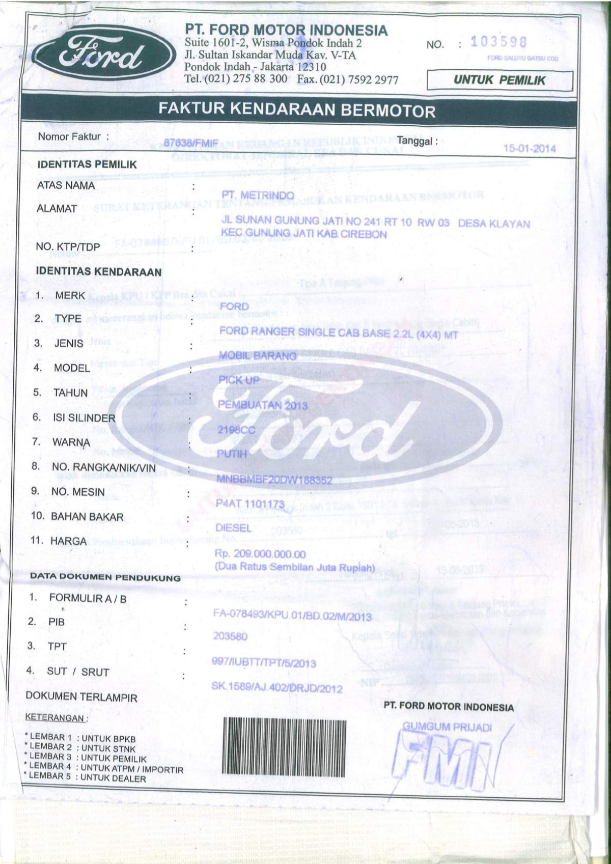 FORD RANGER BASE 2.2L