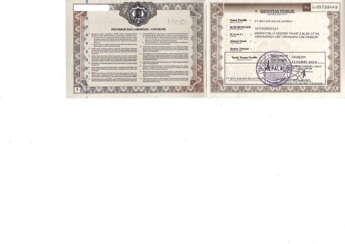 HINO  FL8JW2A PGJ (6X2) M/T TRN