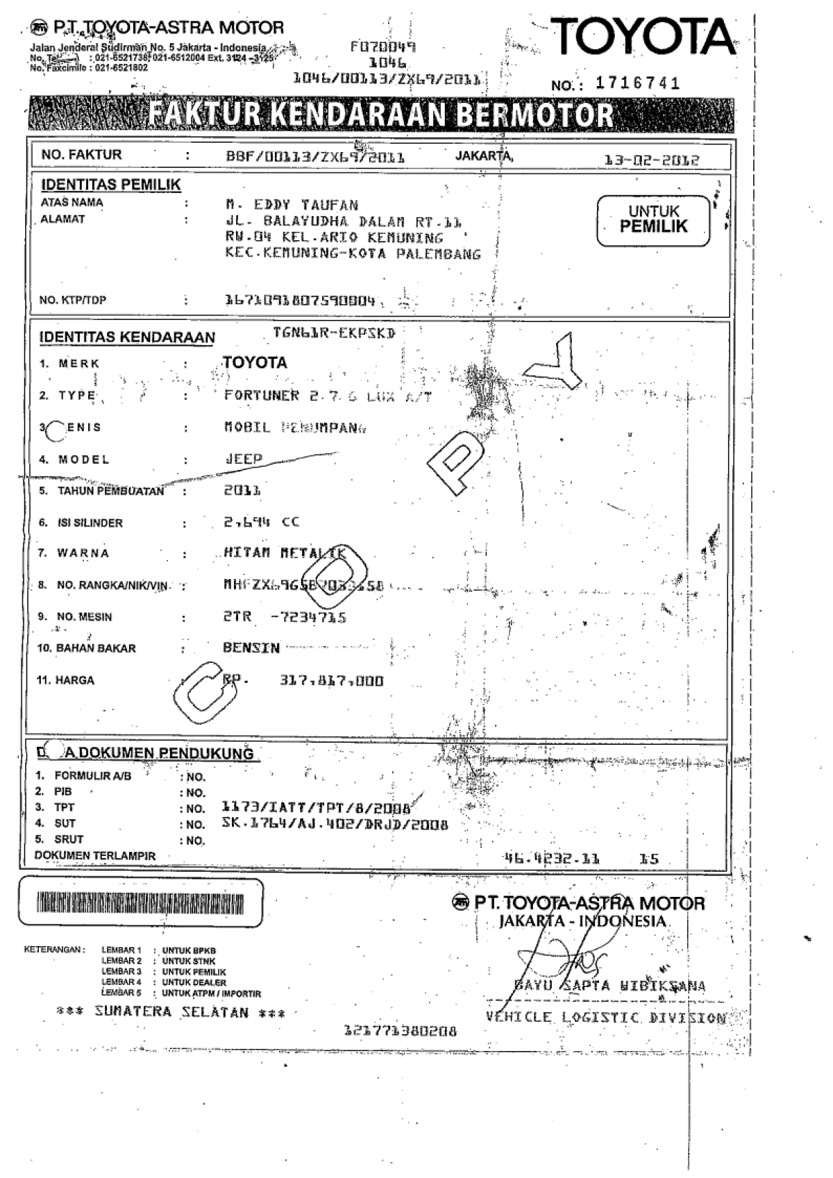 TOYOTA FORTUNER 2.7 G LUX