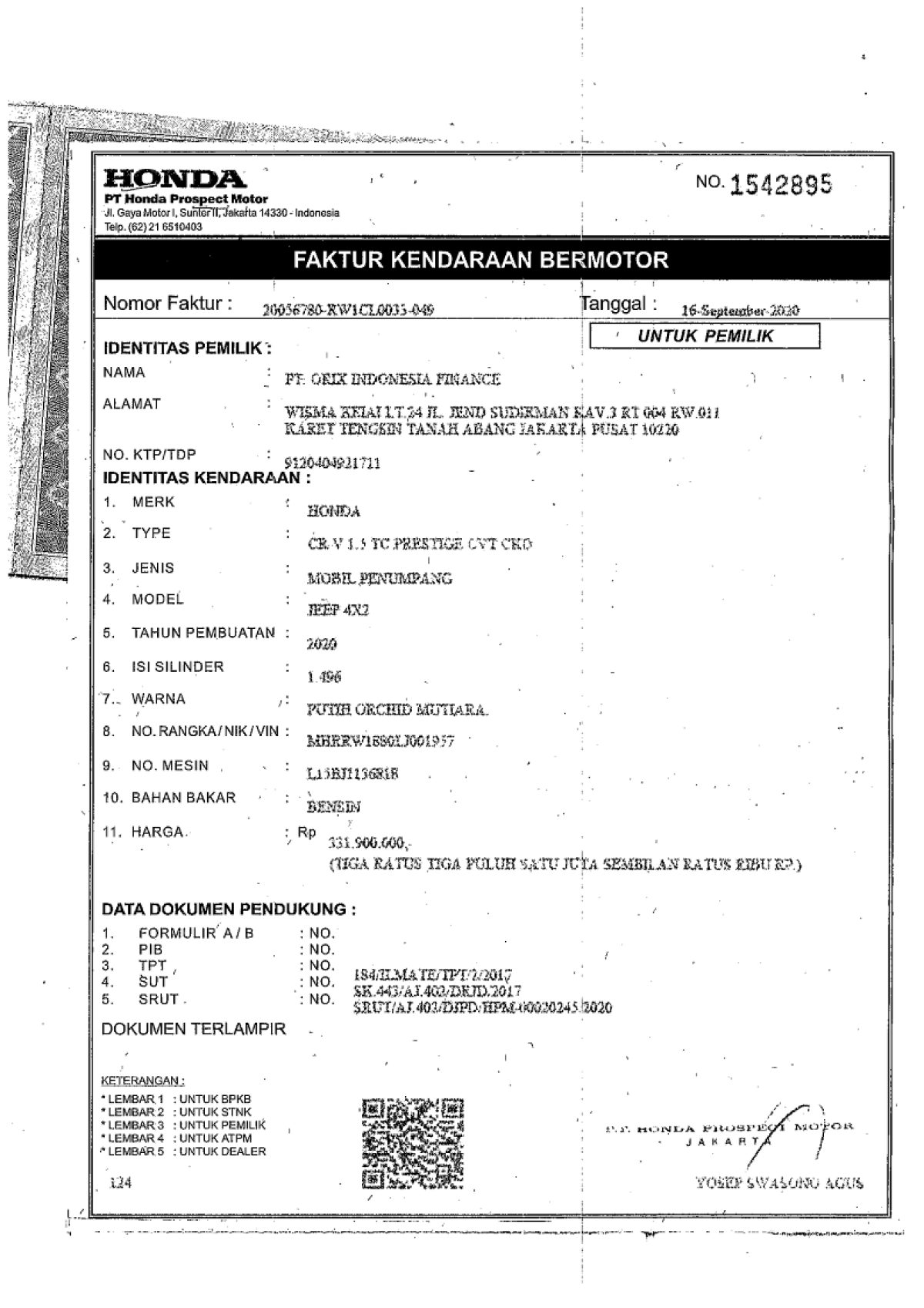 HONDA CR-V 1.5 TC PRESTIGE CVT CKD