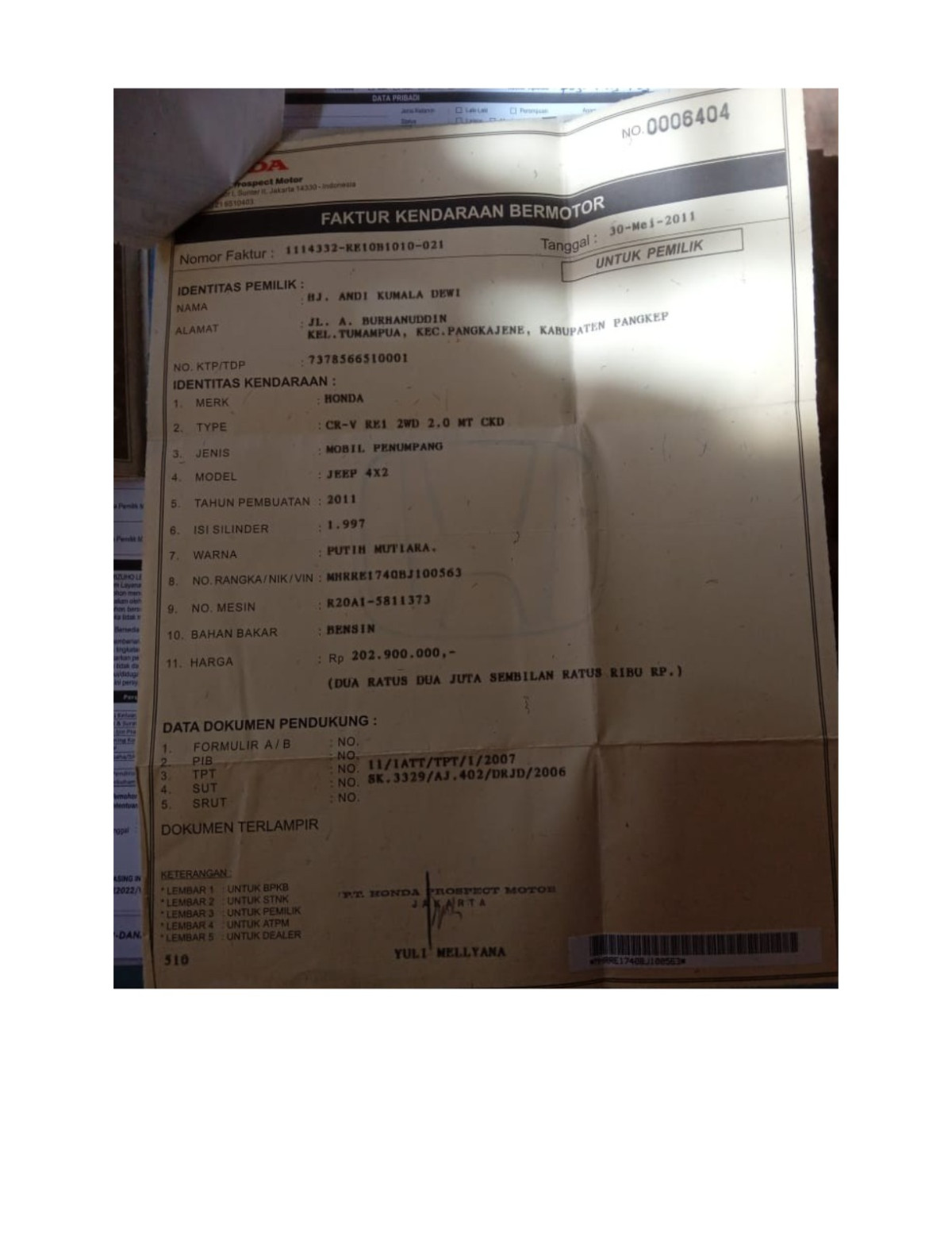 HONDA  CR-V  RE1 2WD 2.0