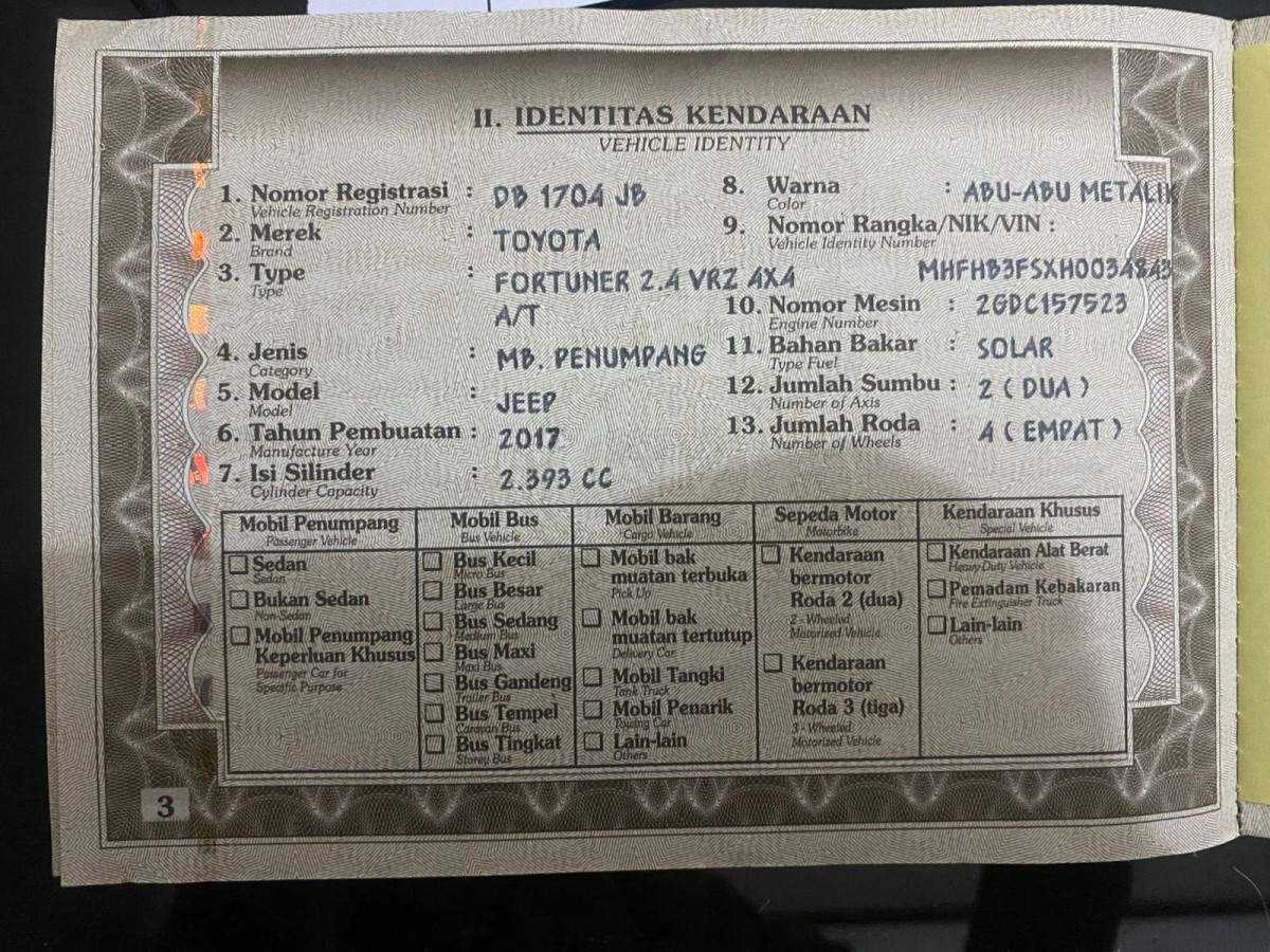 TOYOTA FORTUNER 2.4 VRZ 4X4