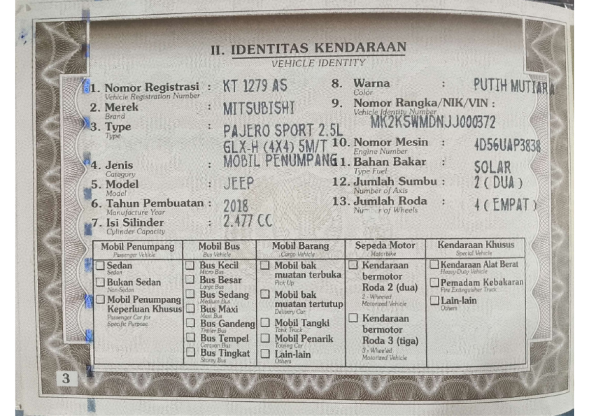 MITSUBISHI  PAJERO  SPORT 2.5L GLX (4X4)