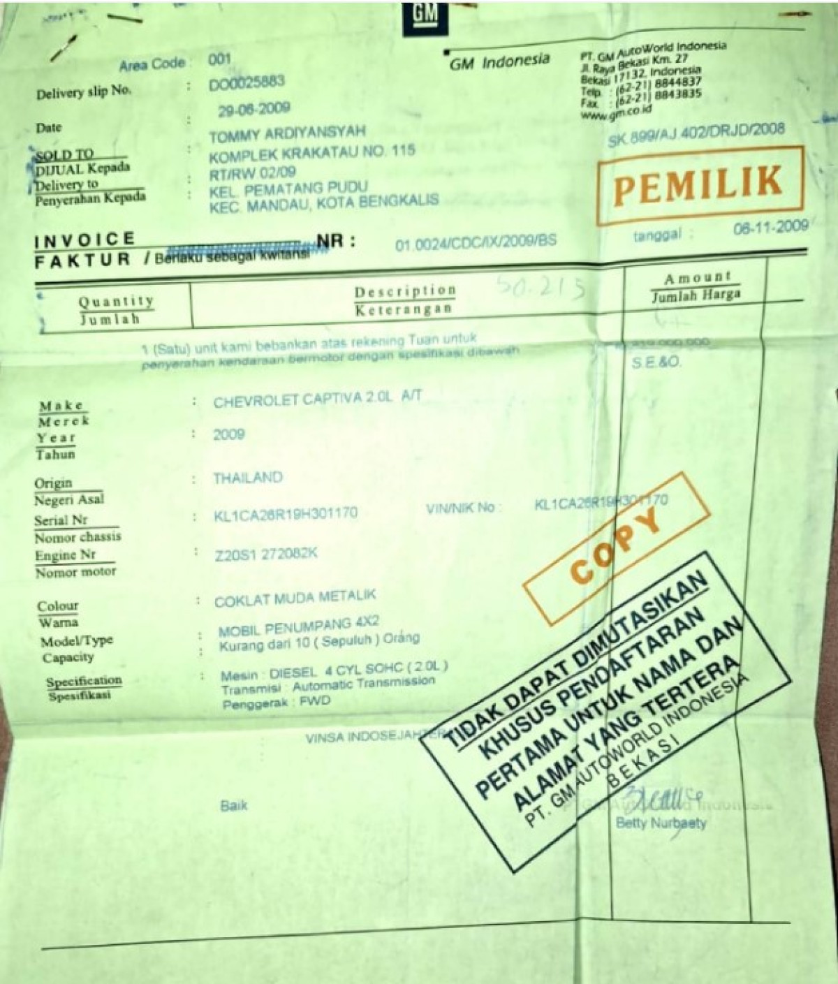 CHEVROLET CAPTIVA 2.0 L