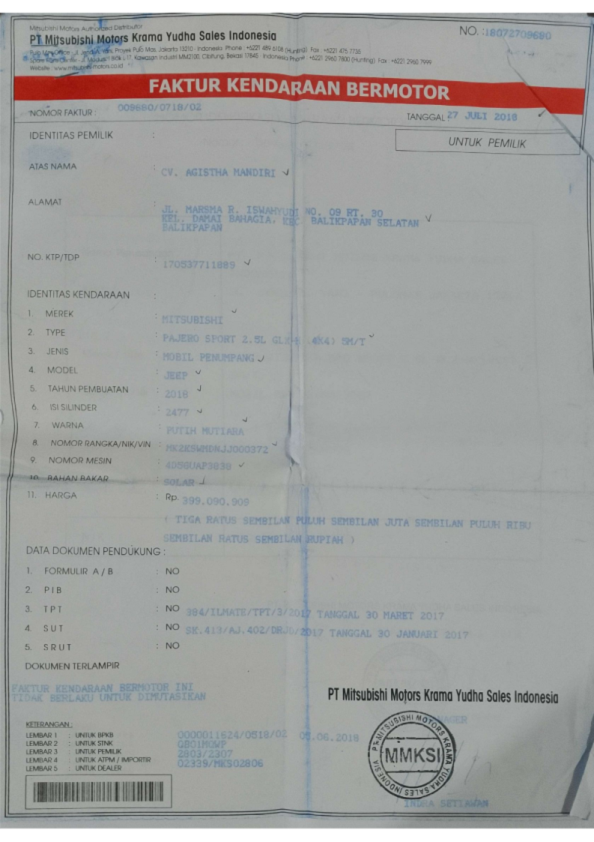 MITSUBISHI  PAJERO  SPORT 2.5L GLX (4X4)