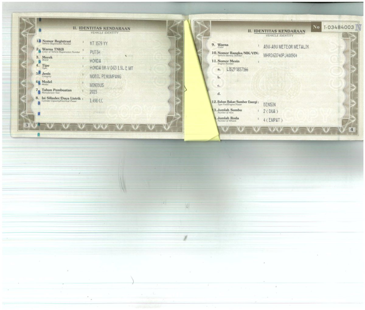 HONDA  BRV BR-V DG3 1.5 L E