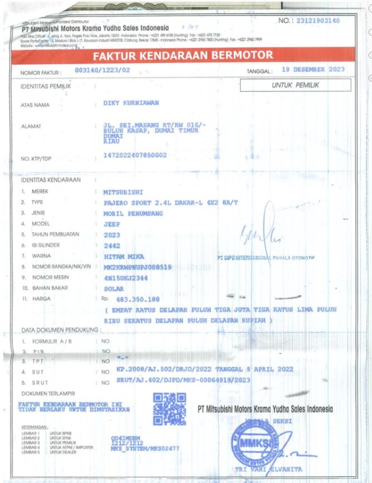 MITSUBISHI PAJERO SPORT 2.4L DAKAR-L (4X2)