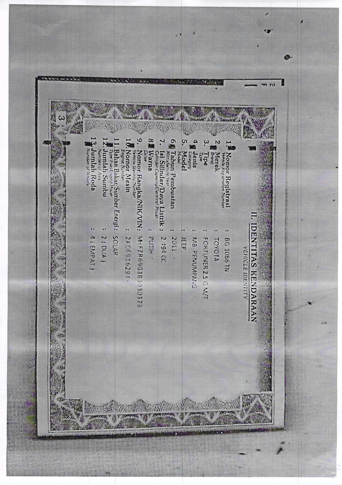 TOYOTA FORTUNER G 2.5