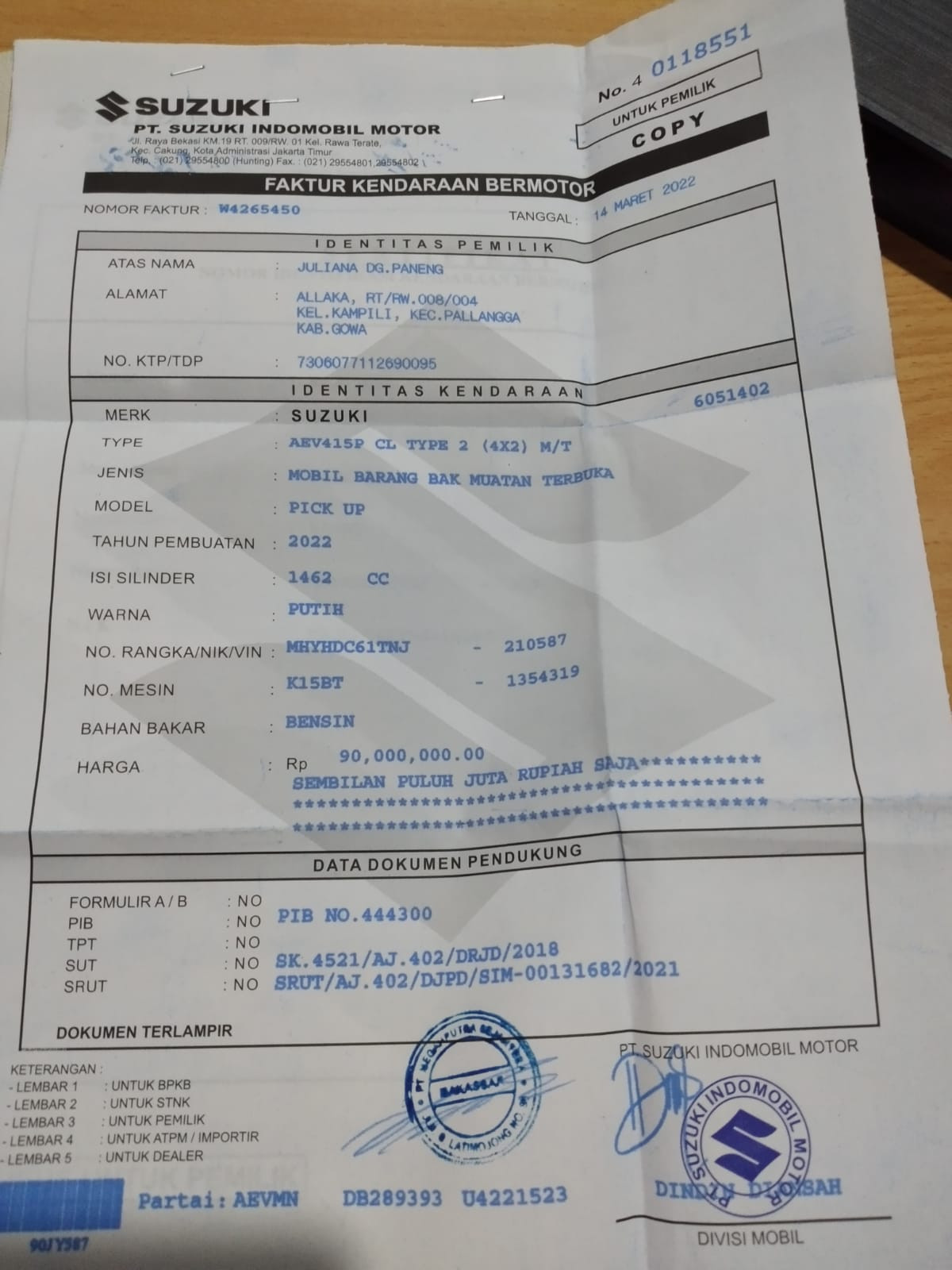 SUZUKI  CARRY  CL PICK UP