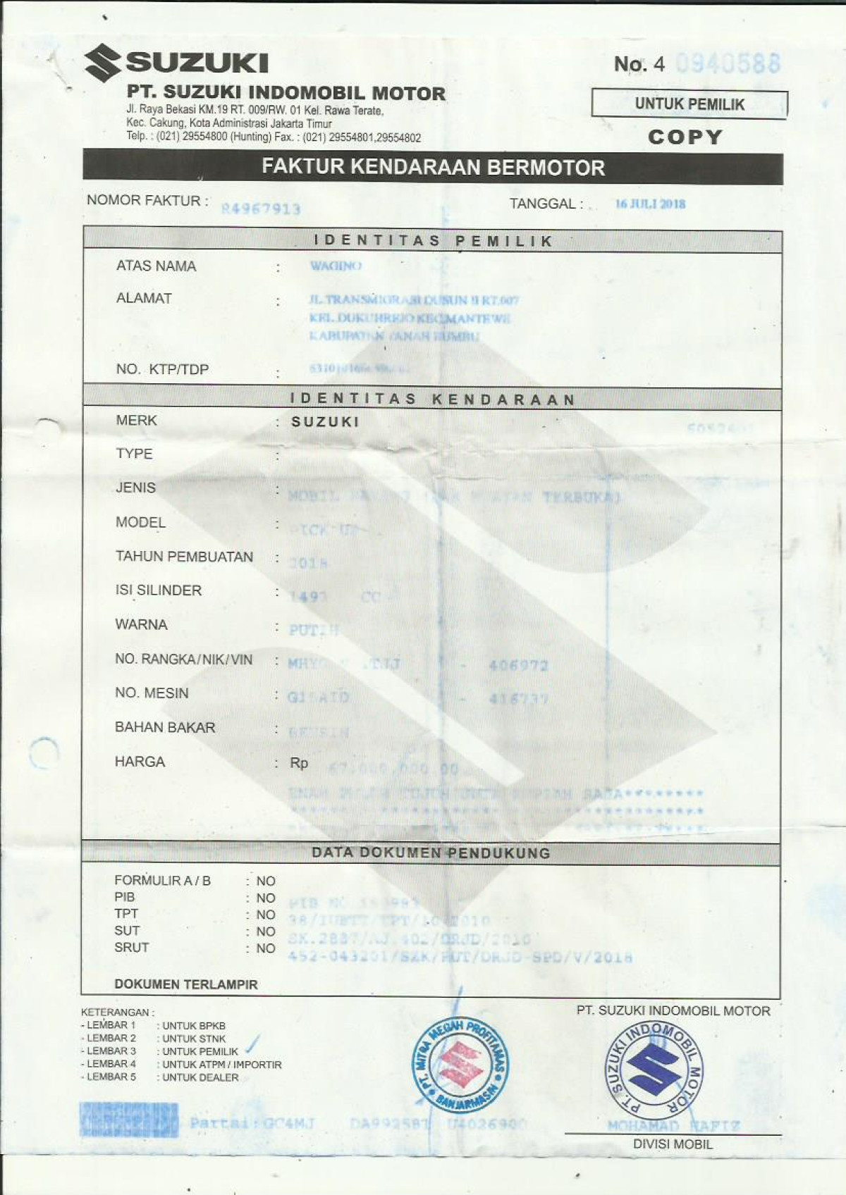 SUZUKI MEGA CARRY P.U