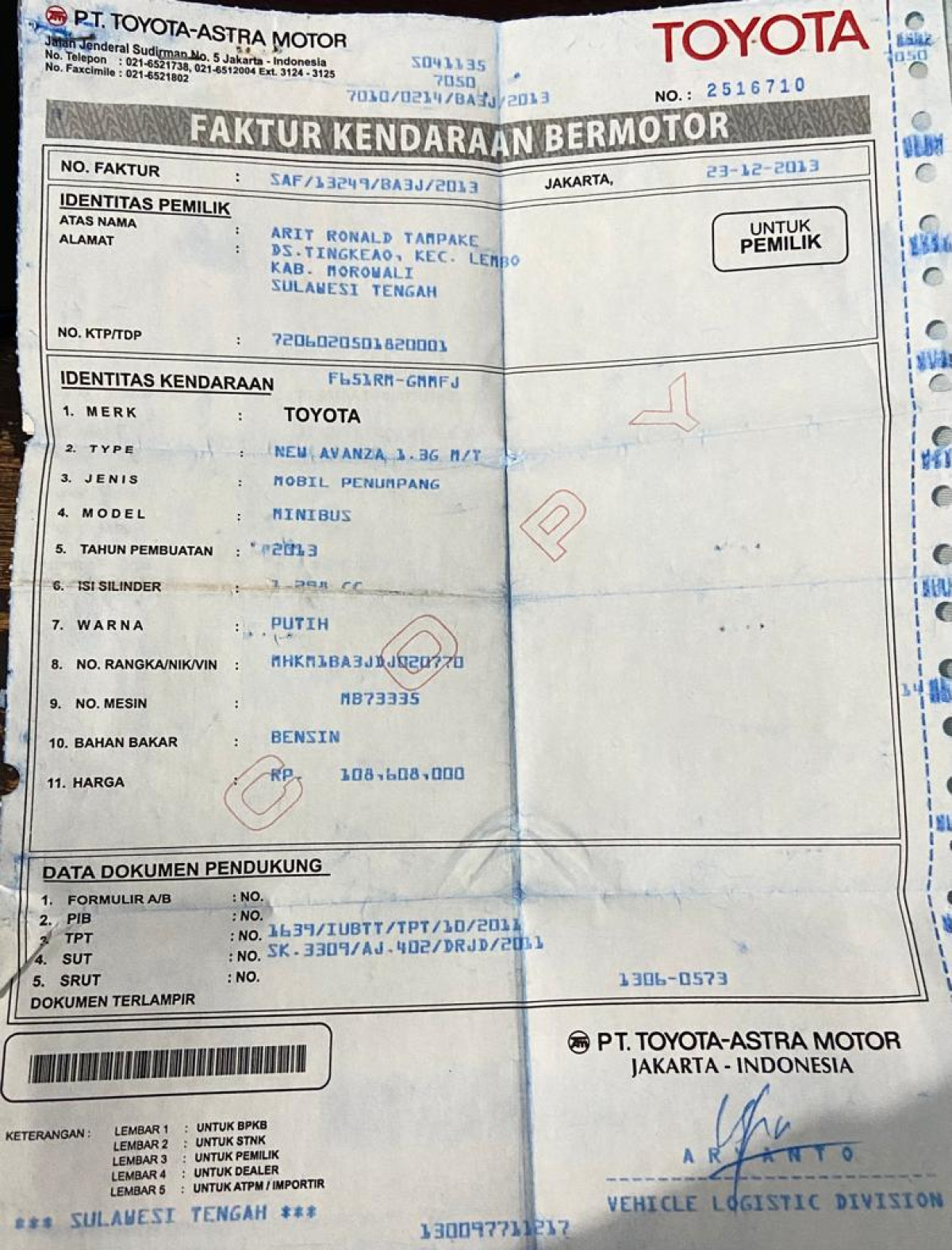 TOYOTA AVANZA AVANZA G