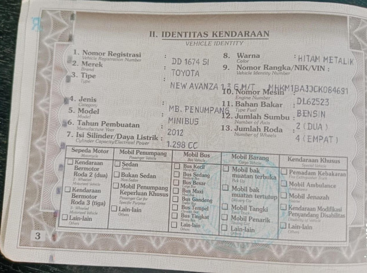 TOYOTA AVANZA AVANZA G