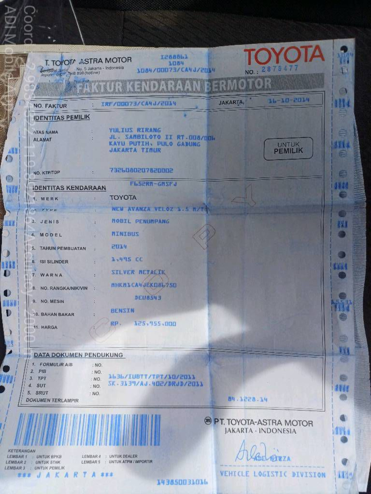 TOYOTA AVANZA AVANZA VELOZ