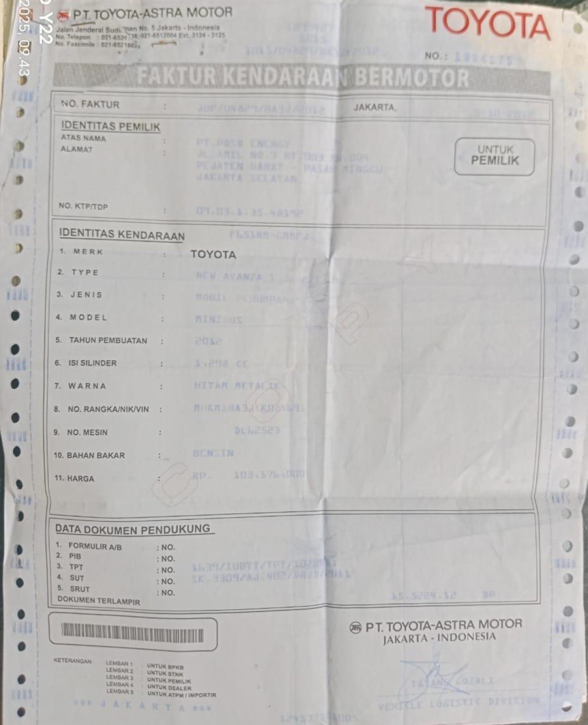 TOYOTA AVANZA AVANZA G