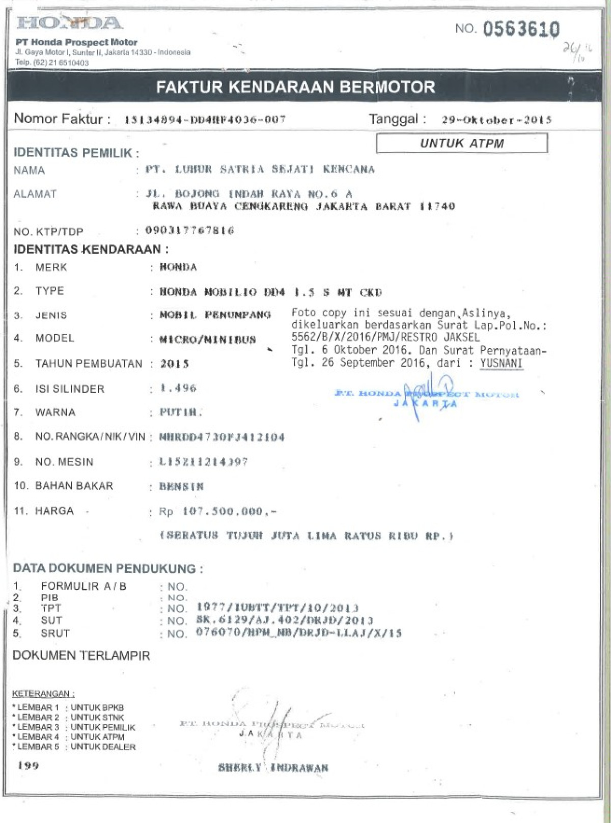 HONDA MOBILIO DD4 1.5 S