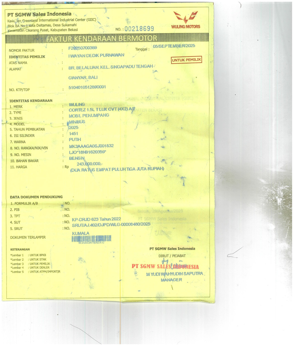 WULING CORTEZ 1.5 LUX