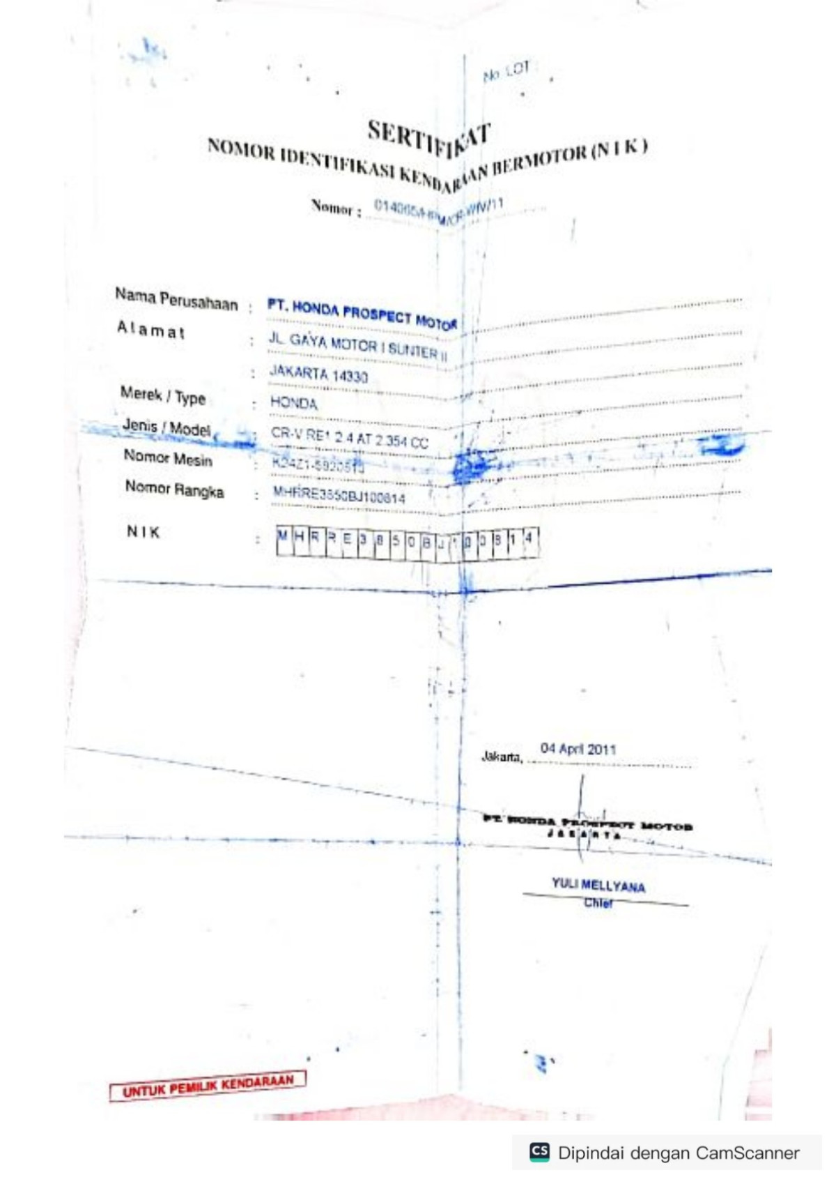 HONDA  CR-V  RE1 2WD 2.4 A/T