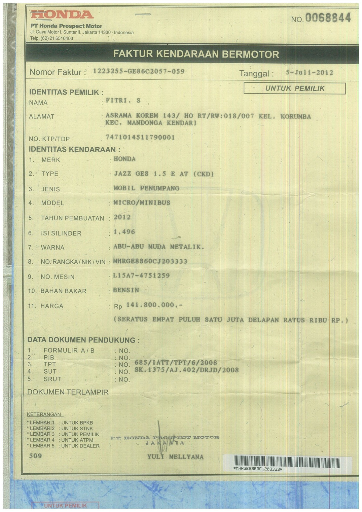 HONDA JAZZ GE8 1.5 E