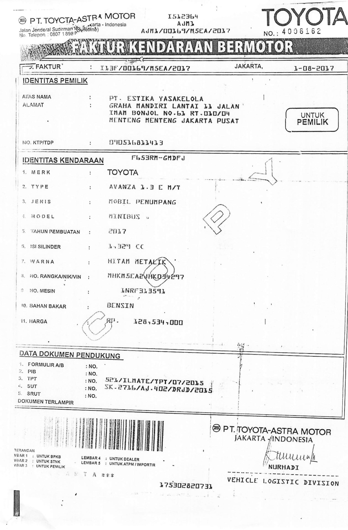 TOYOTA  AVANZA  1.3 E