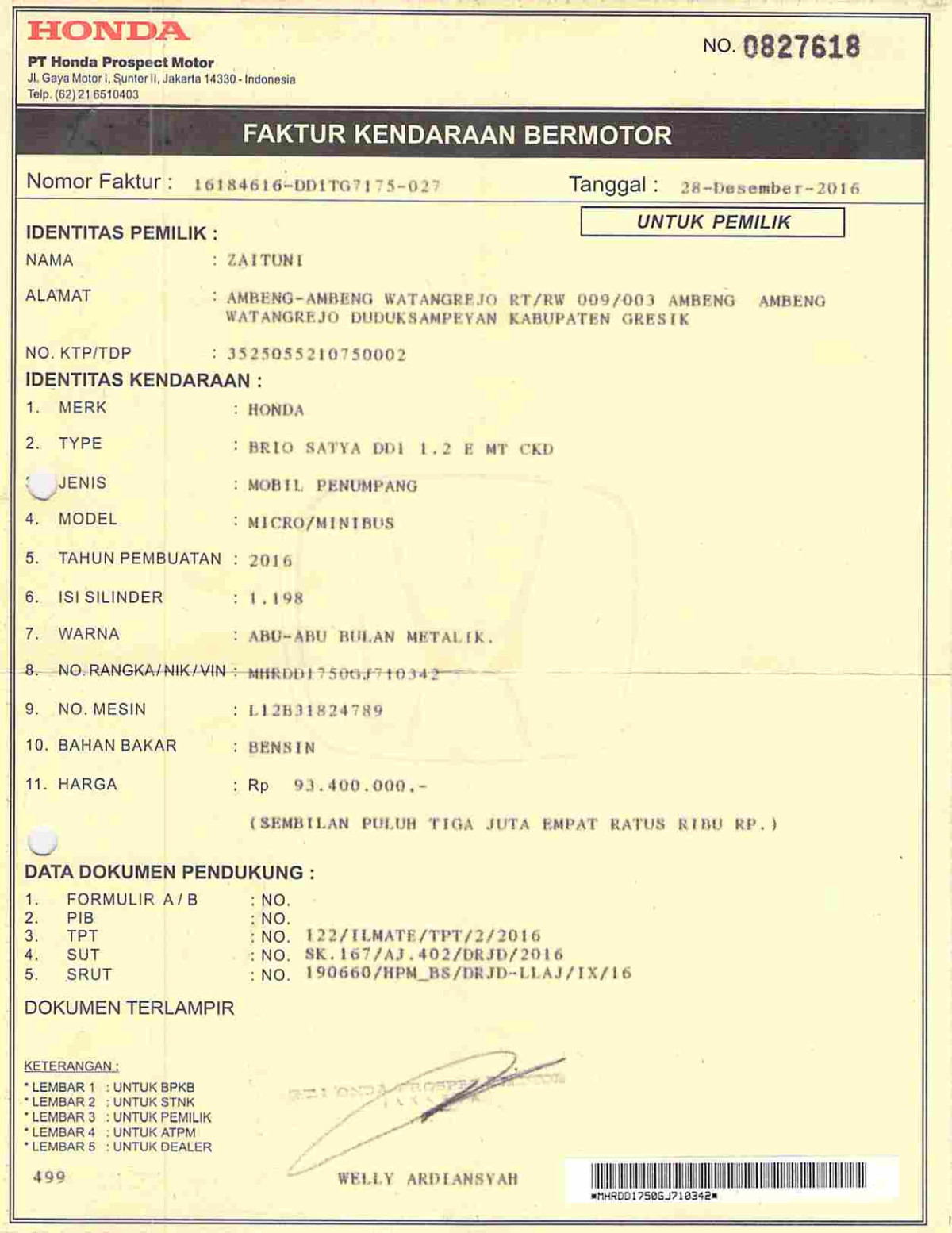 HONDA BRIO SATYA DD1 1.2 E