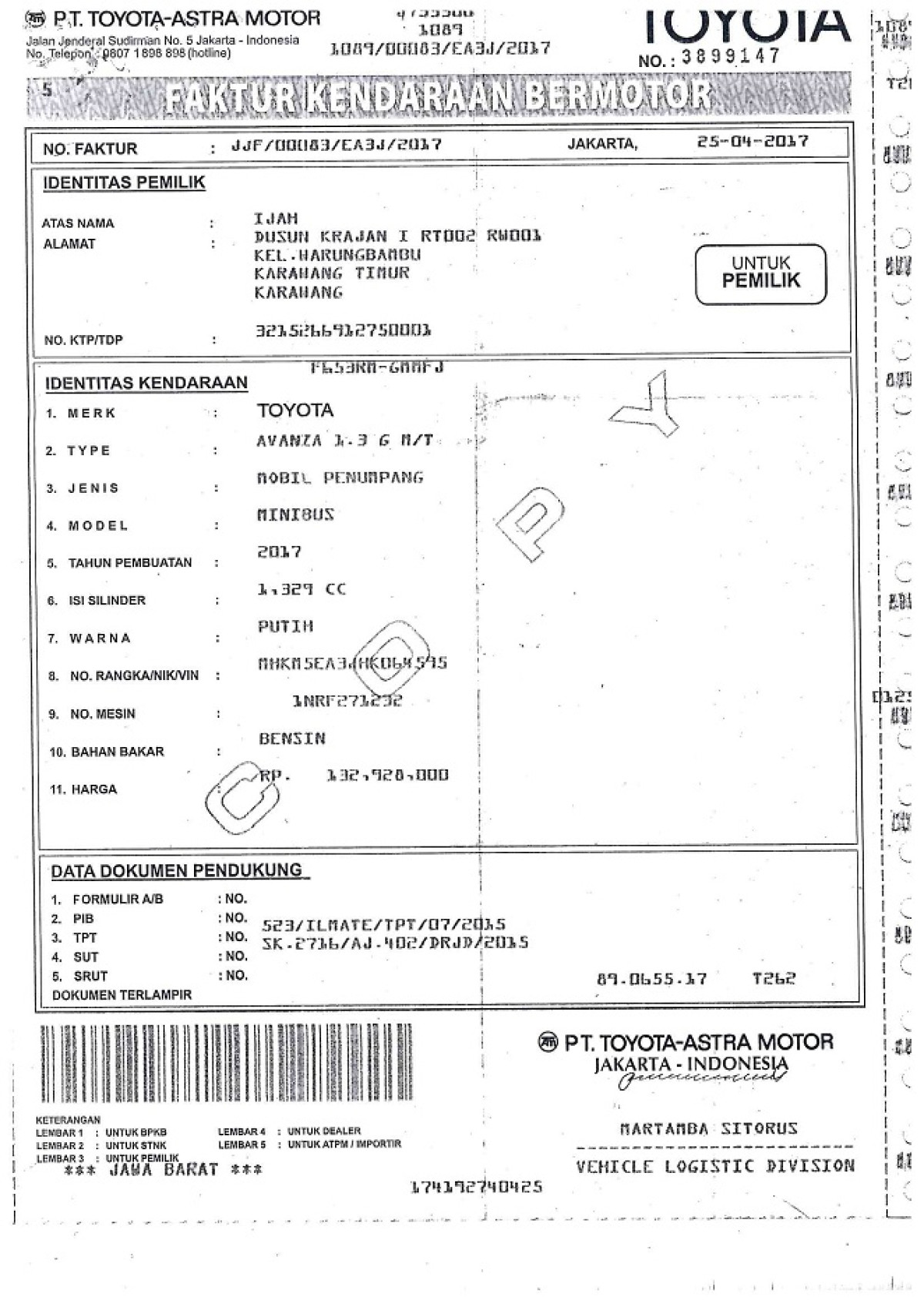 TOYOTA  AVANZA  1.3 G