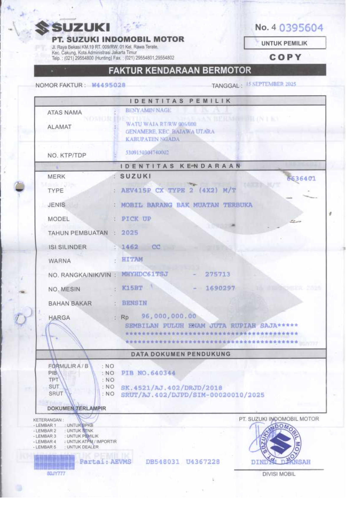 SUZUKI NEW CARRY PU WD AC PS