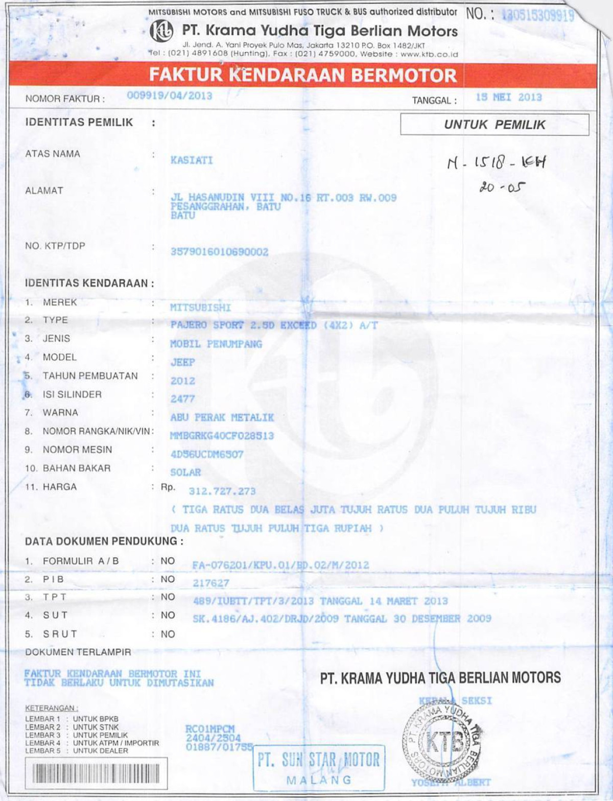 MITSUBISHI PAJERO SPORT 2.5 D EXCEED (4X2)