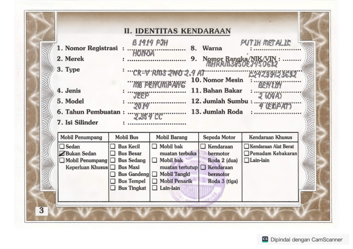 HONDA CR-V RM3 2WD 2.4
