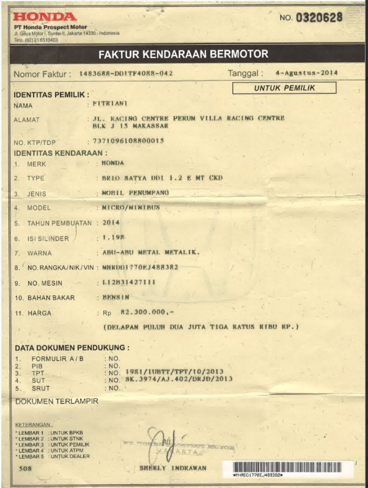 HONDA BRIO SATYA 1.2 E