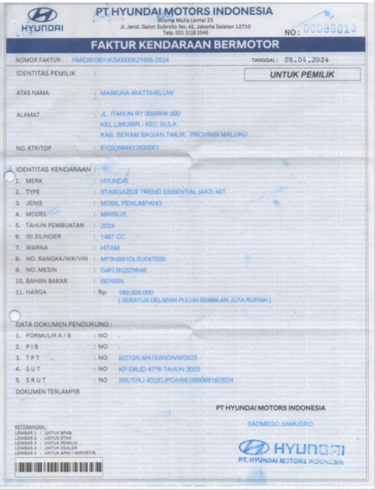 HYUNDAI  STARGAZER  TRENESEN