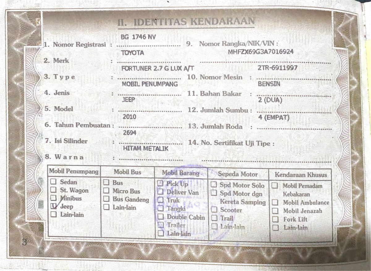 TOYOTA  FORTUNER  2.7 G LUX