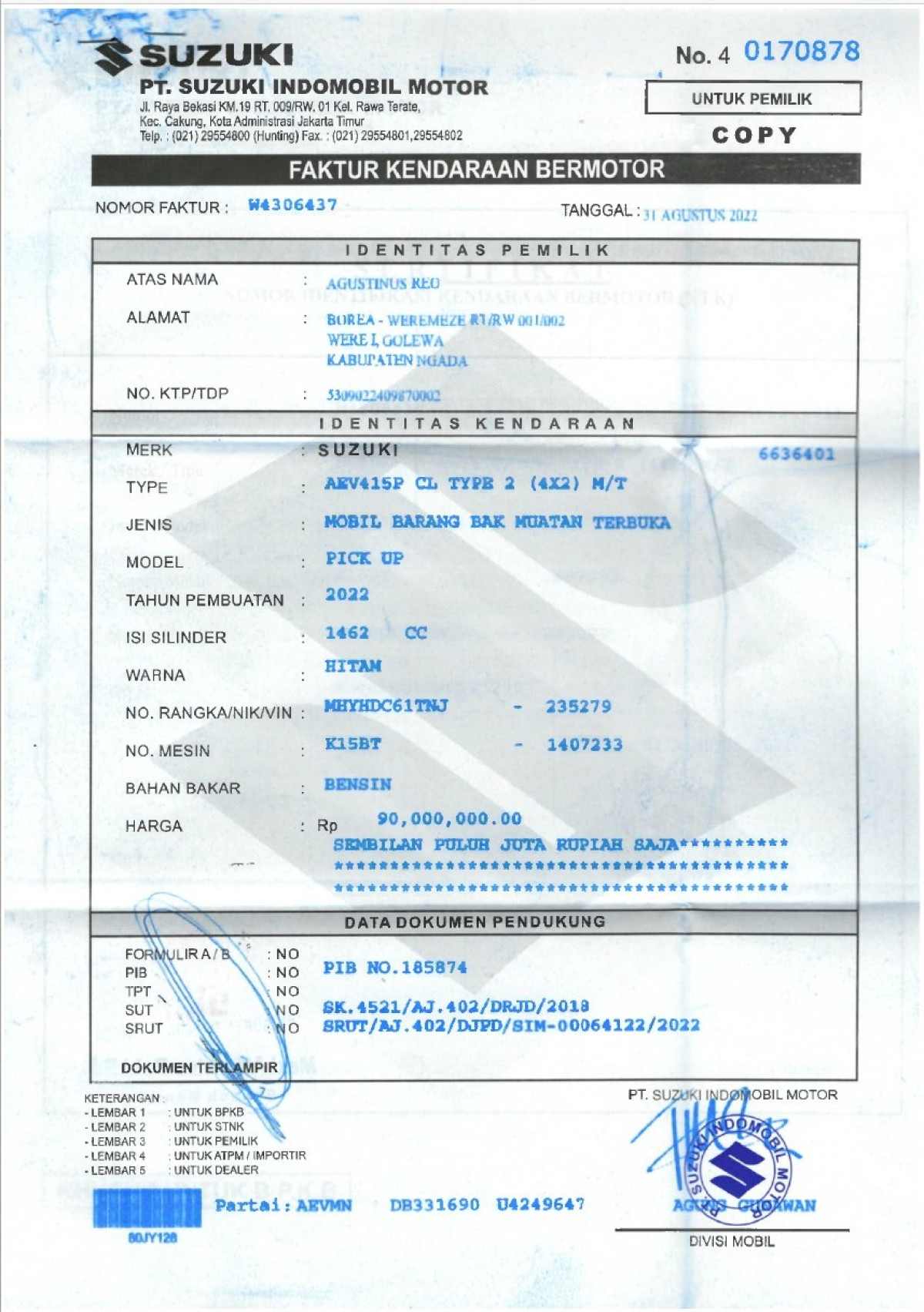 SUZUKI  CARRY  CL PICK UP