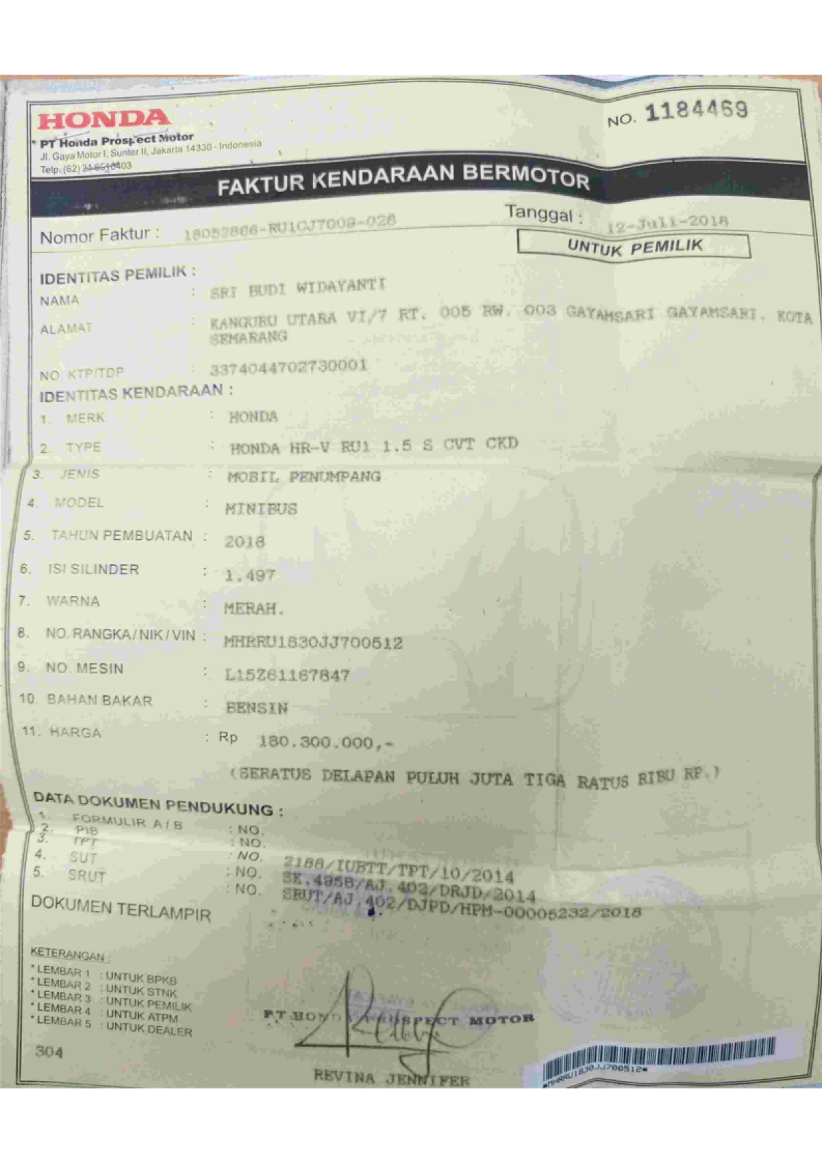 HONDA  HRV  RU1 1.5 S