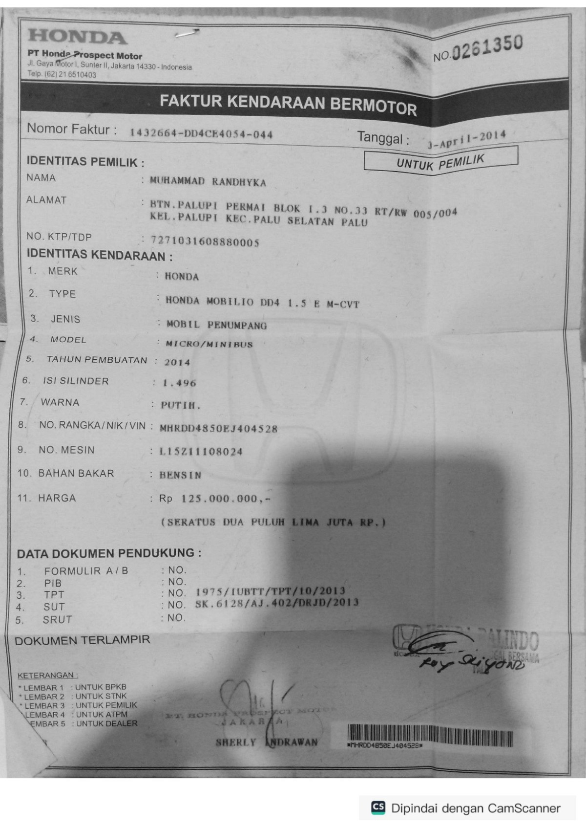 HONDA MOBILIO  DD4 1.5E