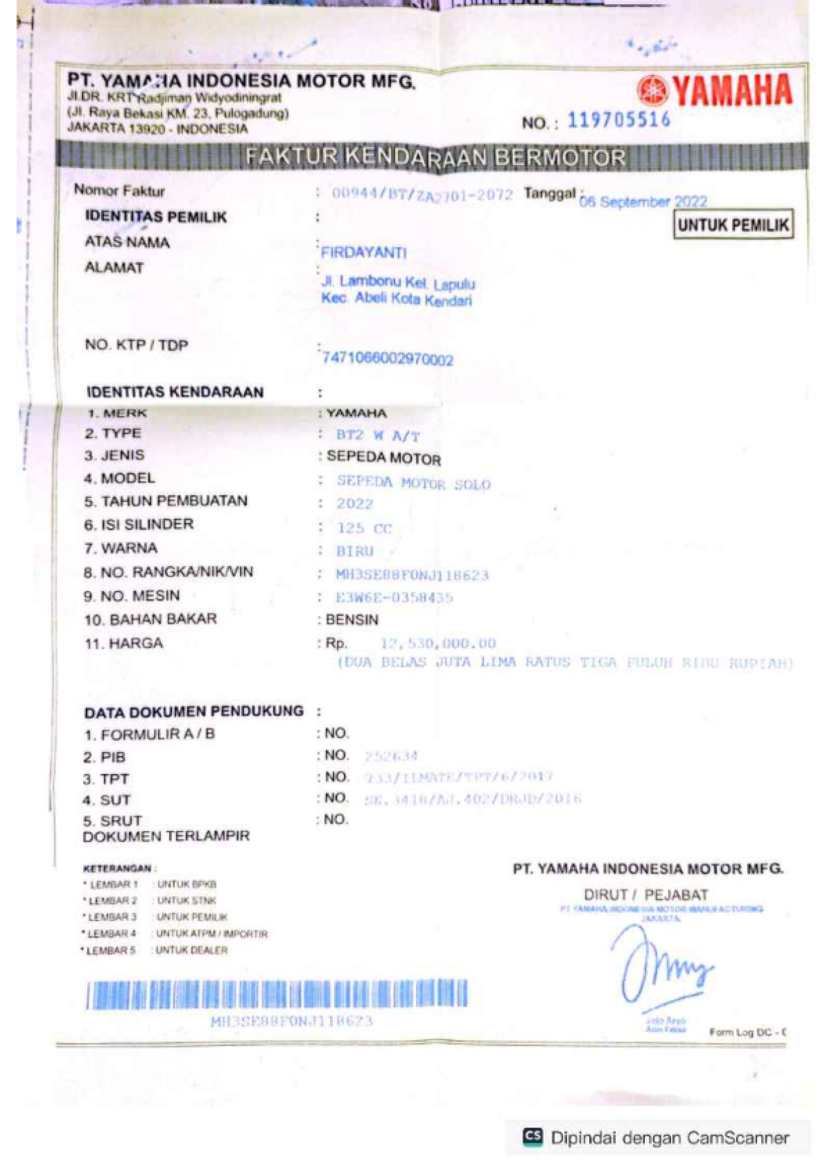 YAMAHA MIO FINO GRANDE 125