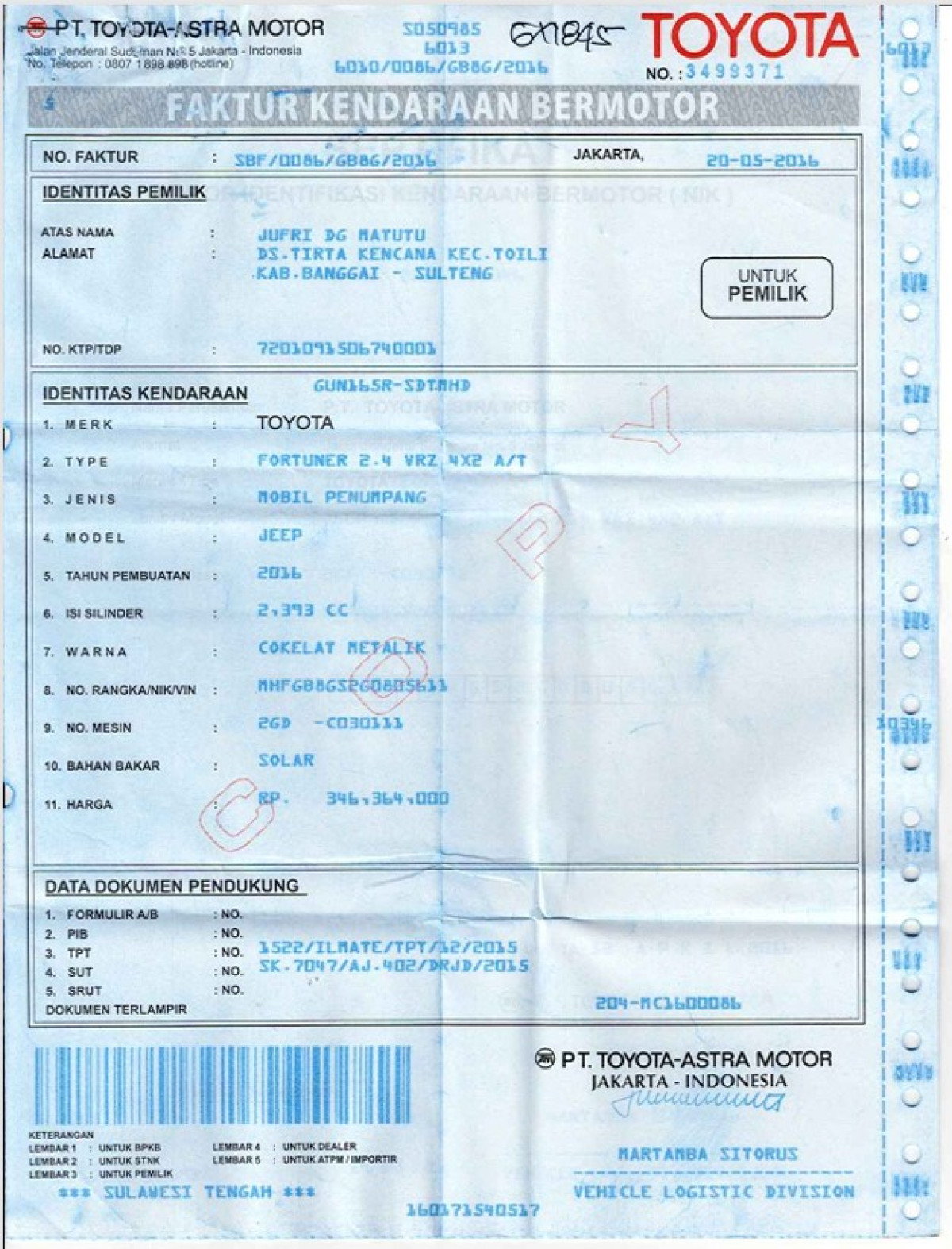 TOYOTA FORTUNER 2.4 VRZ